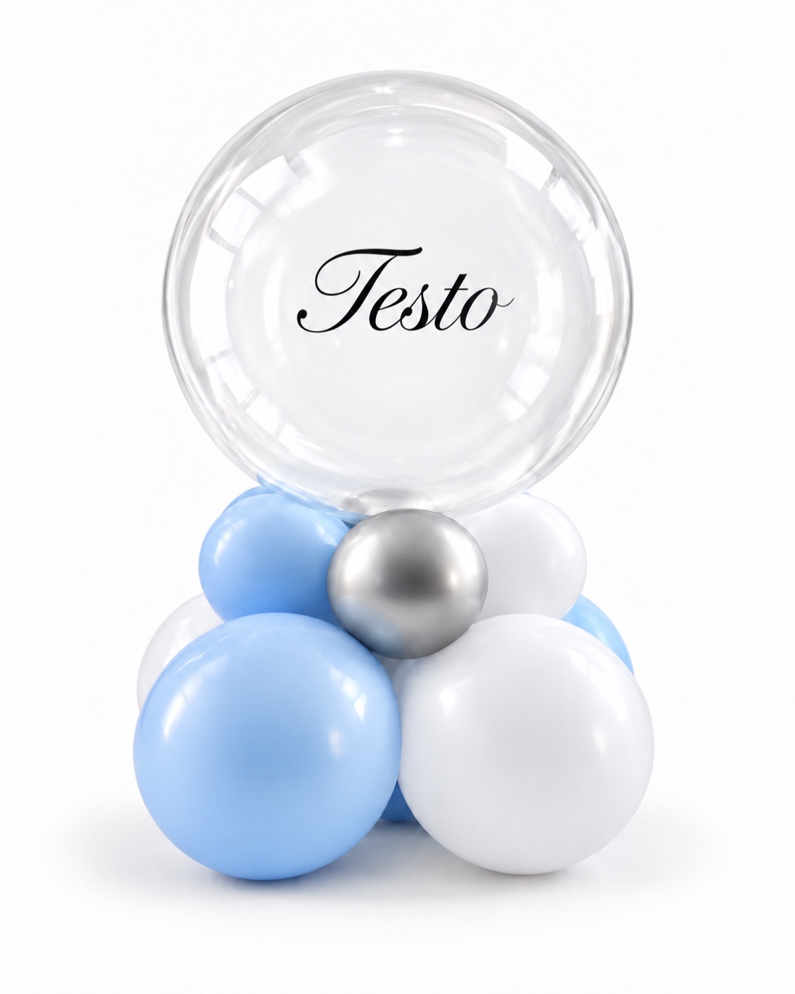 Composizione Bubble Azzurro Cielo, Bianco & Argento