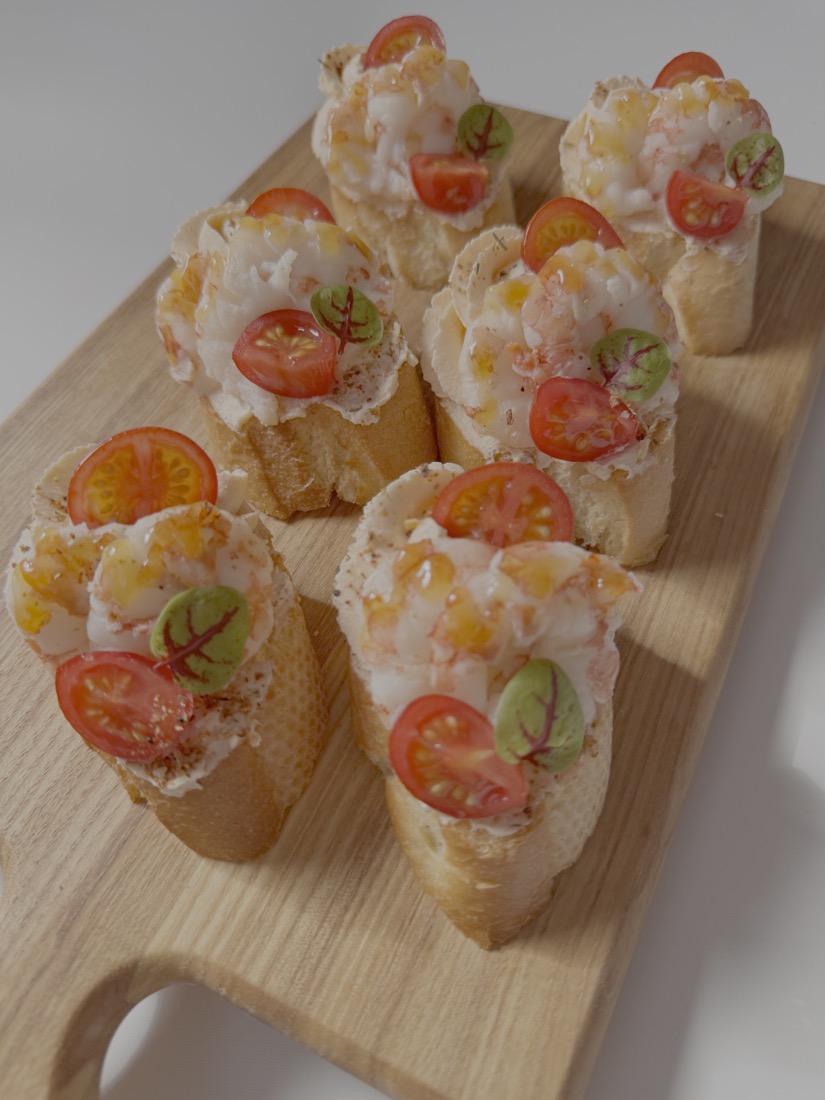 Bruschetta con gamberi